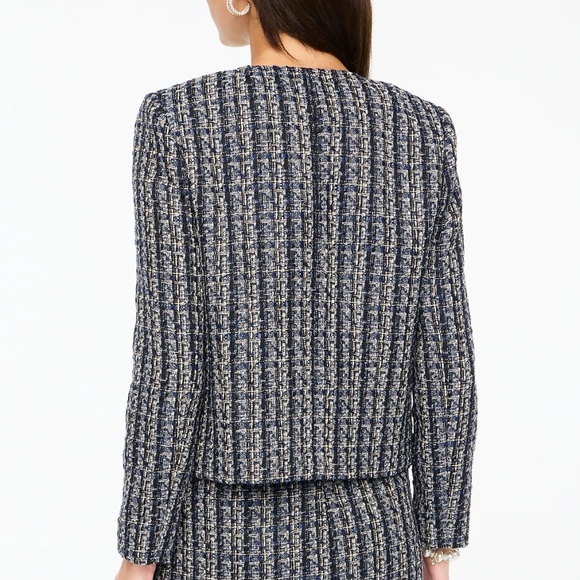 New JCREW Tweed Lady Jacket in Tweed Black Navy - Picture 4 of 6